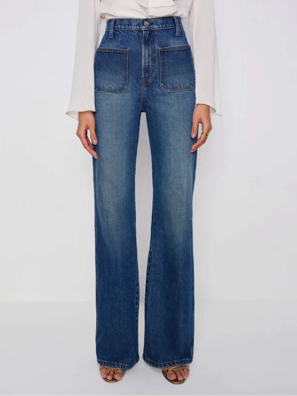 Reformation Dark Blue Alyssa High-Rise Wide Leg Long Jeans Size 24 Long Denim